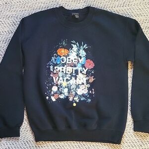 Obey "Pretty Vacant" Floral Black Sweatshirt Womens Small